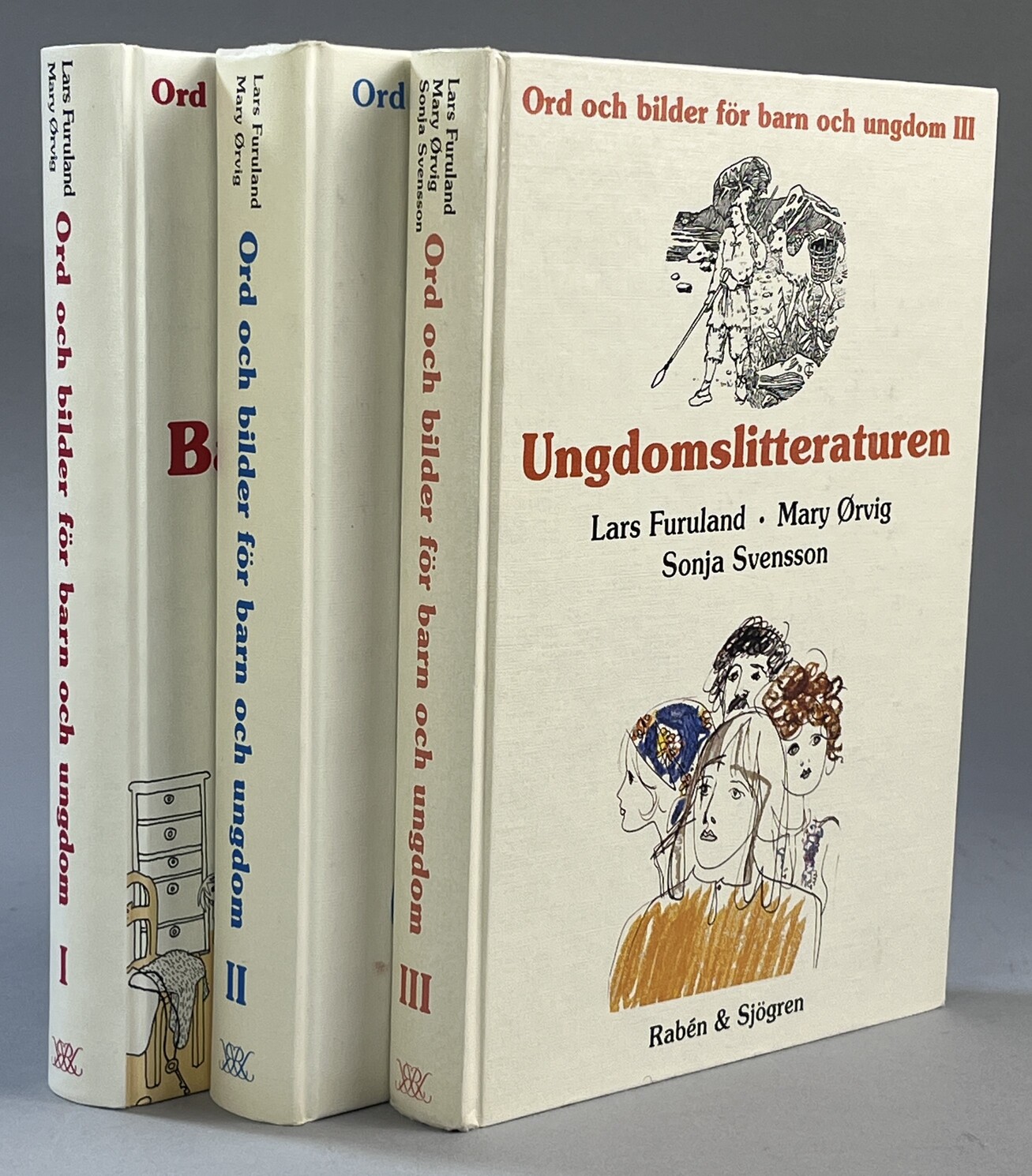 Ord och bilder för barn och ungdom I. Barnlitteraturen. Historik, kommentarer, texturval. [... II. Utblick över barn- och ungdomslitteraturen. Debatt och analys; ... III. Ungdomslitteraturen. Historik, kommentarer, texturval]. [Utg. av] Rabén & Sjögren.