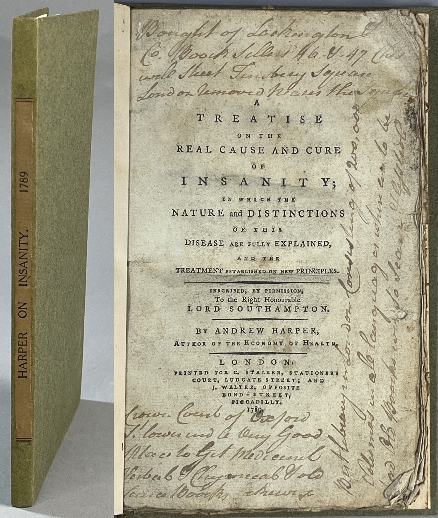 A treatise on the real cause and cure of insanity, in which the nature and distinctions of this disease are fully explained, and the treatment established on new principles.