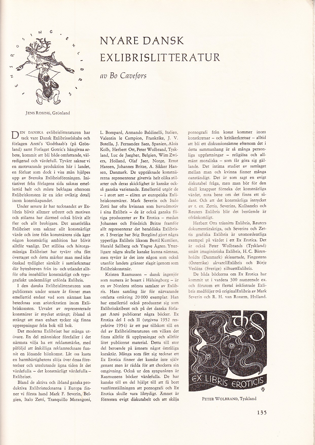 Nyare dansk exlibrislitteratur. [i: Paletten Nr. 4, 1955].