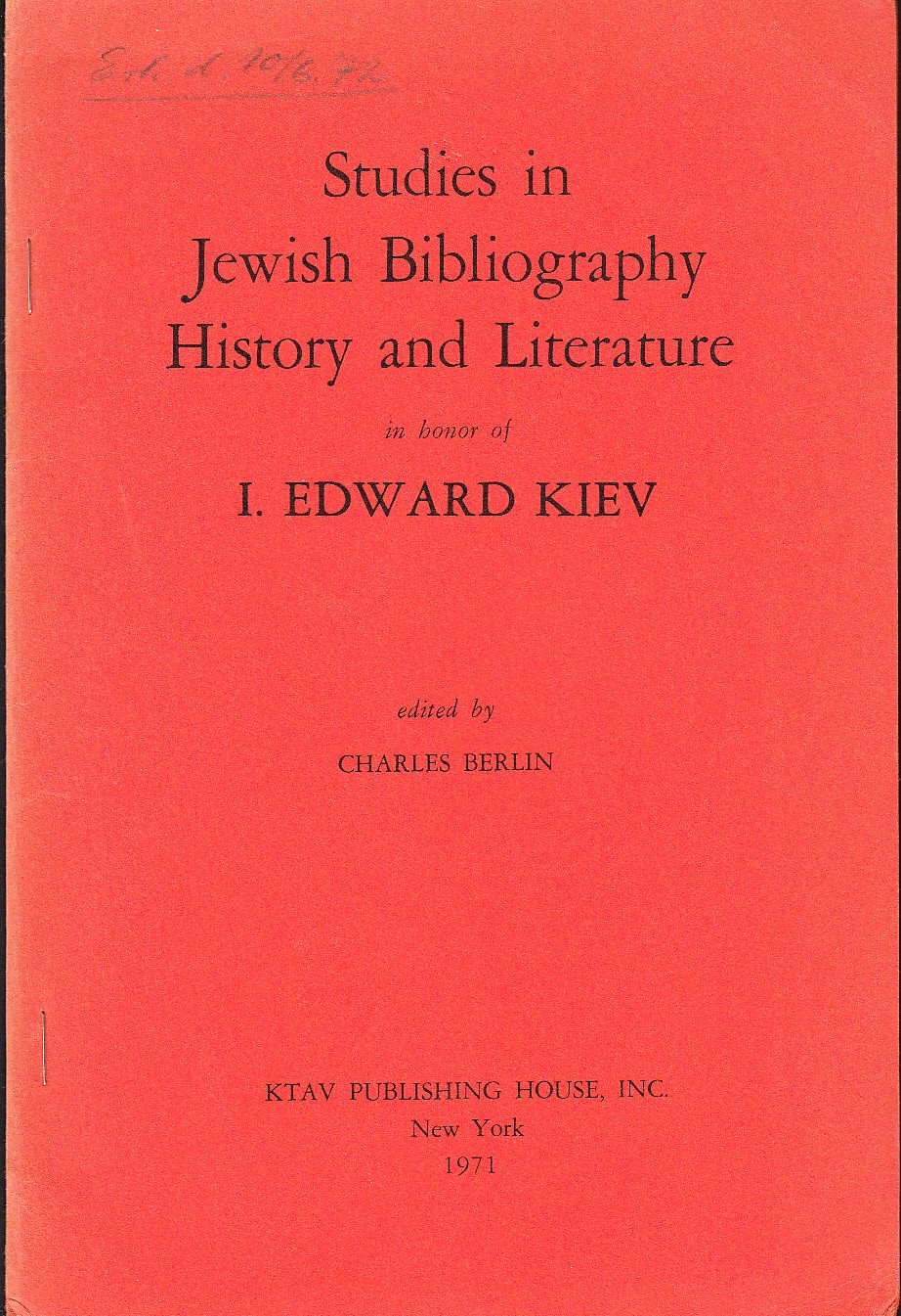 Jewish bookplate literature: an annotated bibliography. [Särtryck ur: Studies in Jewish Bibliography History and Literature].