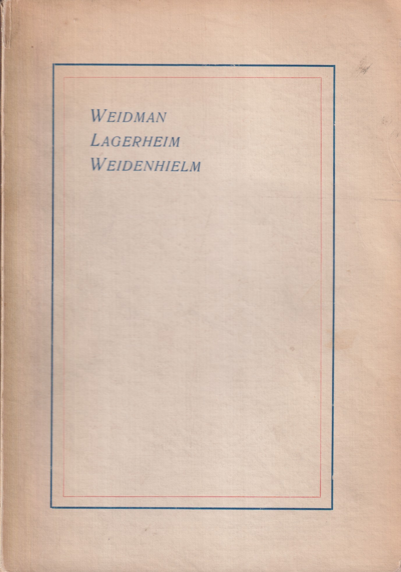 Arfwedh Larsson och Karin Utter samt deras afkomlingar. Släkterna Weidman, Lagerheim, Weidenhielm. Anteckningar af E. Lagerheim.