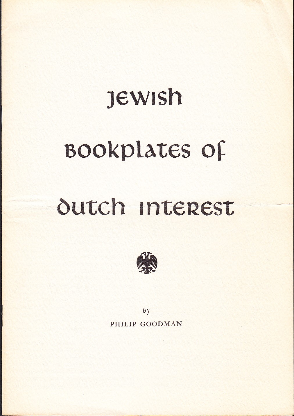 Jewish bookplates of dutch interest. [Särtryck ur: Boekcier. Nr 2, 1954.].