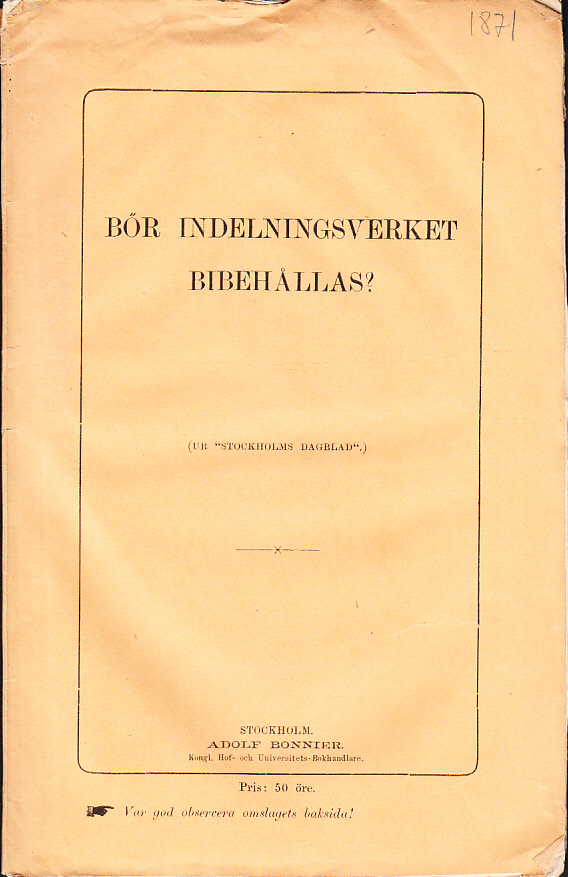 Bör indelningsverket bibehållas? Ur ‘Stockholms Dagblad’.