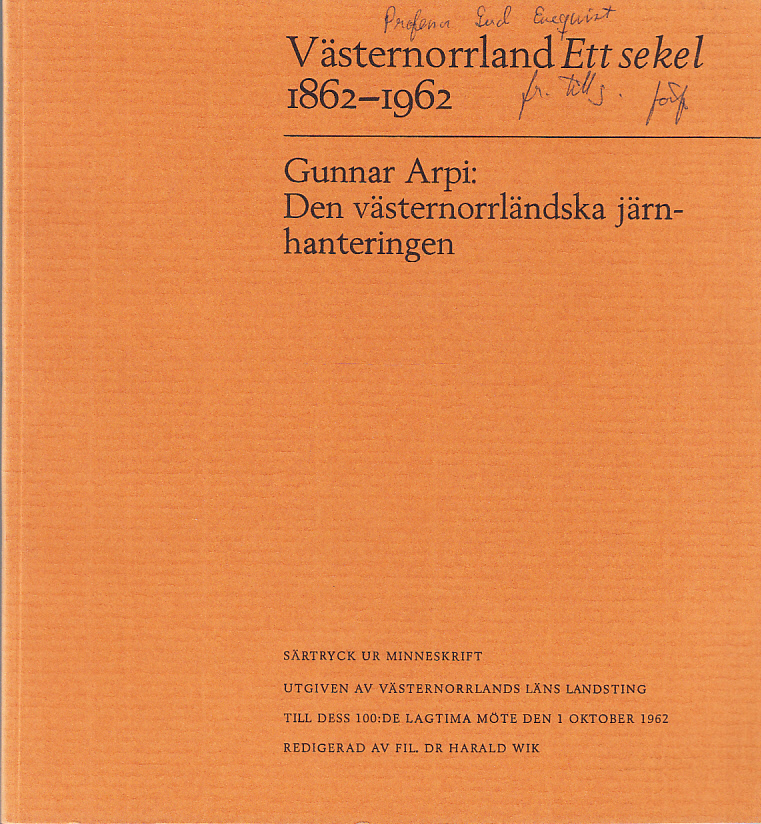 Den västernorrländska järnhanteringen [omslagstitel].