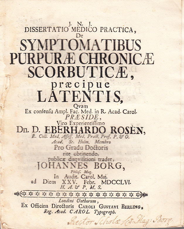 De symptomatibus purpuræ chronicæ scorbuticæ, præcipue latentis ...