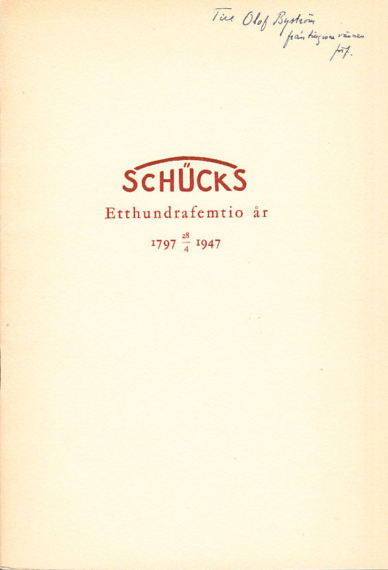 H. Schücks Enka & Co. AB 150 år. [Minnestal vid jubileumsfesten på Rosenbad den 28 april 1947].