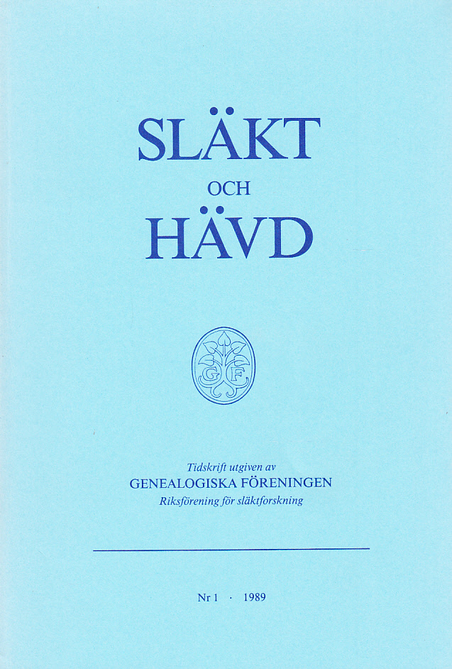 Släkt och Hävd 1989:1-4.