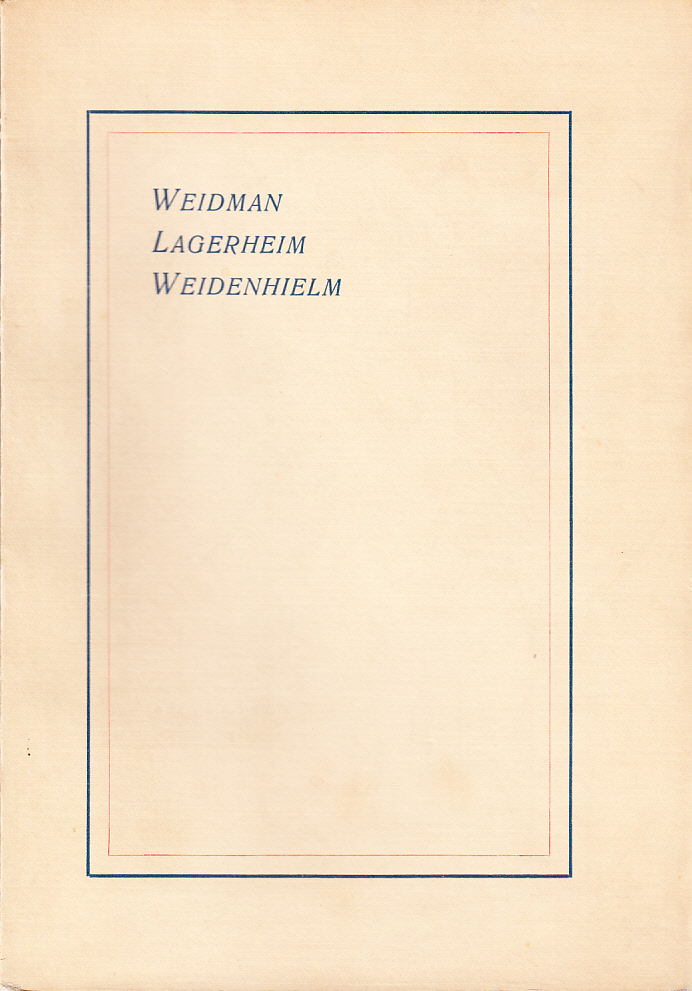 Arfwedh Larsson och Karin Utter samt deras afkomlingar. Släkterna Weidman, Lagerheim, Weidenhielm. Anteckningar af E. Lagerheim.