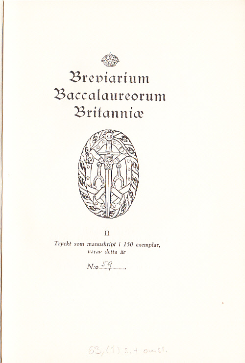 Breviarium Baccalaureorum Britanniæ [av Adelbert M.O. Frederici]. [Del] II.