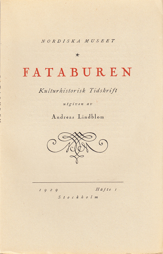Fataburen. Kulturhistorisk tidskrift. 1929, häfte 1.