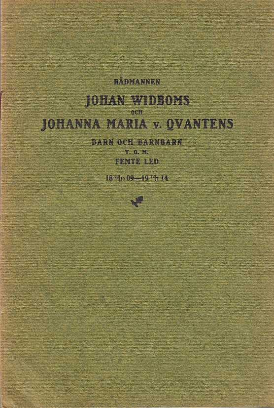 Rådmannen Johan Widboms och Johanna Maria v. Qvantens barn och barnbarn t.o.m. femte led 18 22/10 09 - 19 12/7 14.