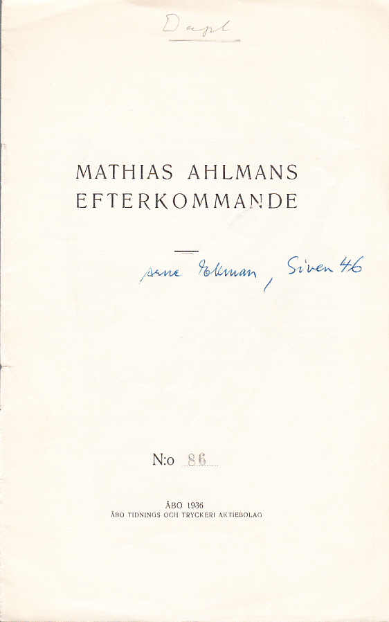 Mathias Ahlmans efterkommande.