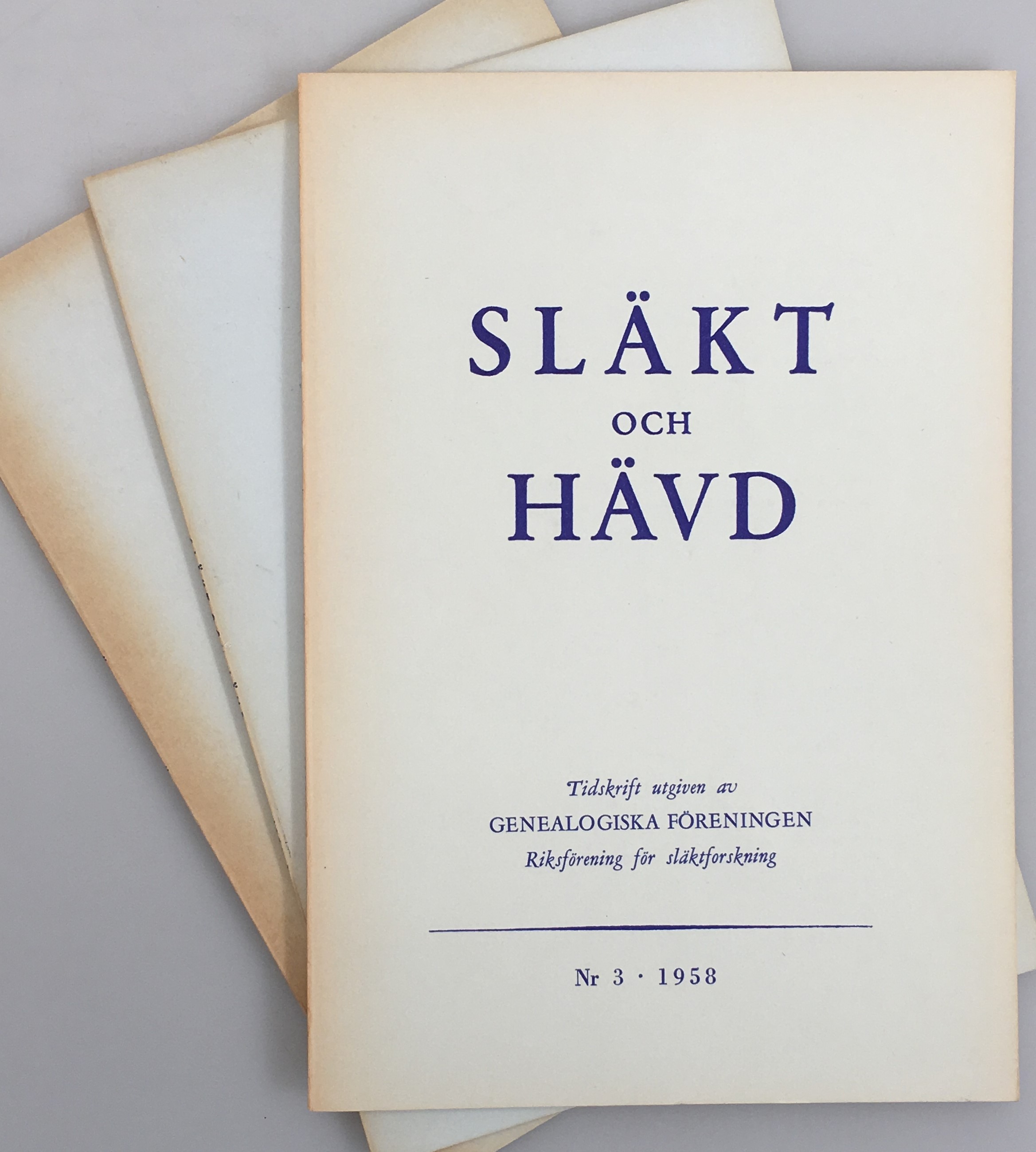 Släkt och Hävd 1958:1-3.