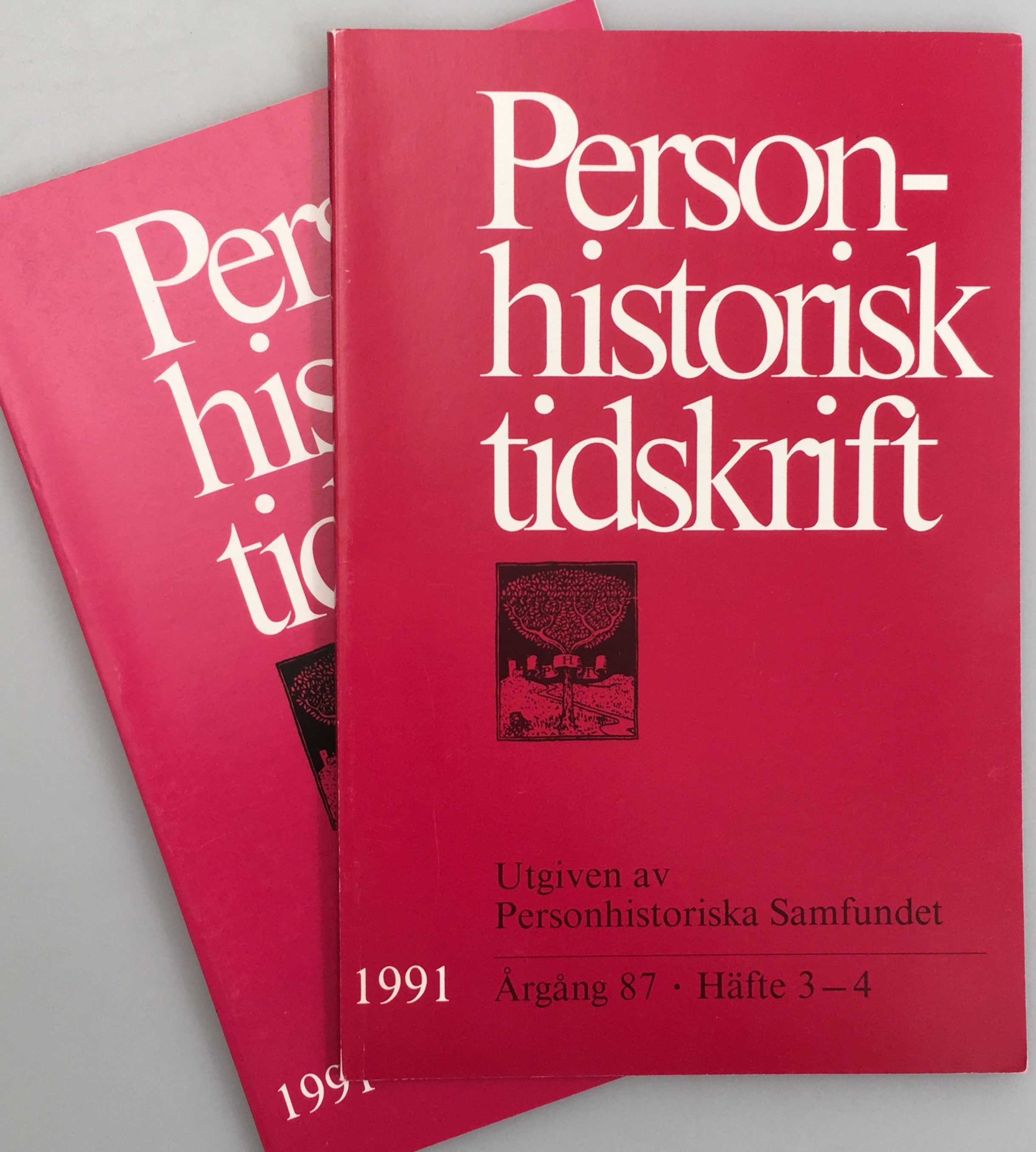 Personhistorisk tidskrift 1991:1-4. Åttiosjätte årgången. Utgiven av Personhistoriska samfundet genom Barbro Schaffer.