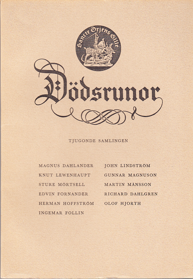 Dödsrunor. Tjugonde samlingen. [Utg. av] Sancte Örjens gille.