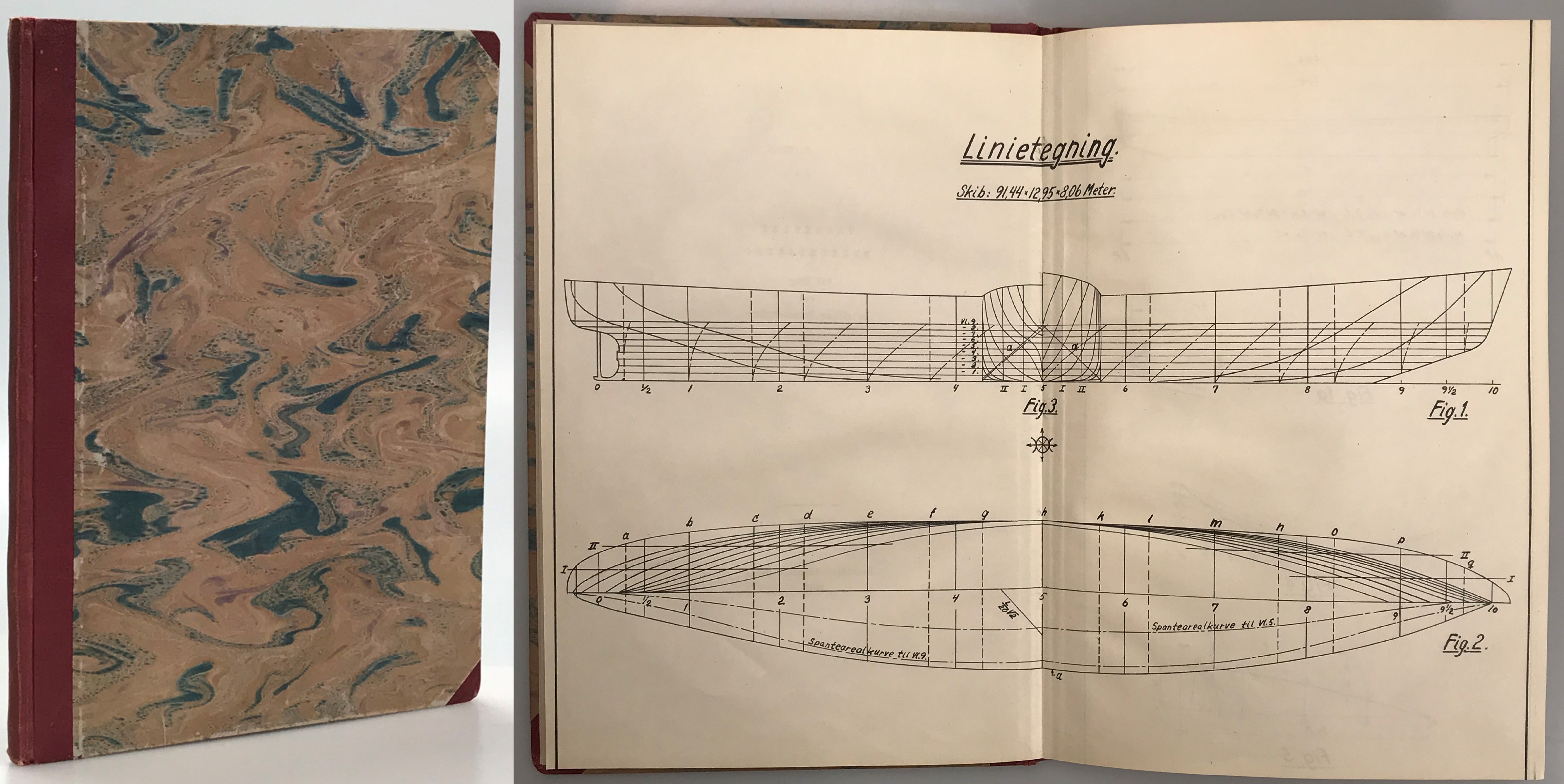 Teoretisk skibsbygning til brug ved Helsingør Skibsteknikum. Tegninger. Helsingør Tekniske Skole 1945. [tillsammans med:] Rettelser og tilføjelser I, til C.J. Holck: Teoretisk skibsbygning 1945.