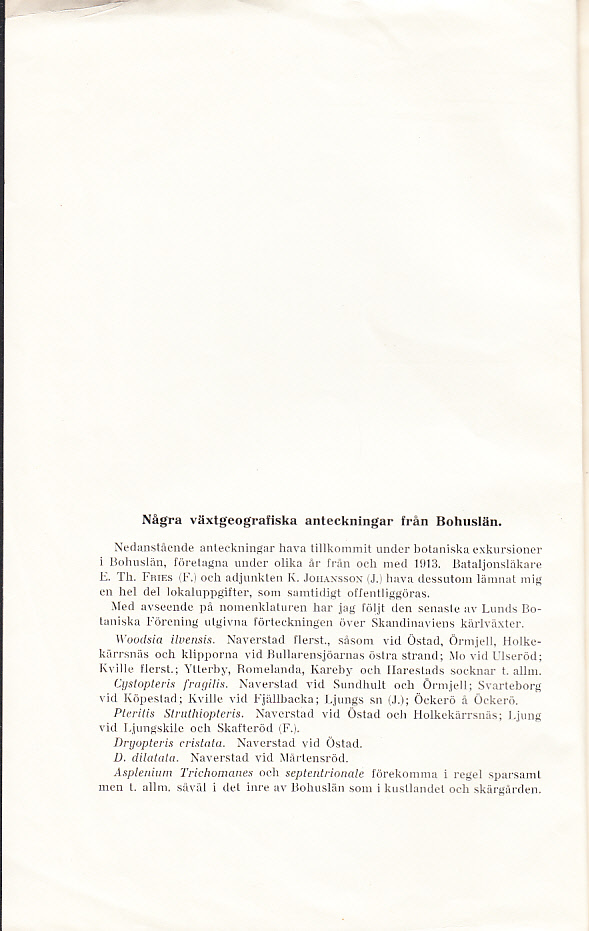 Några växtgeografiska anteckningar från Bohuslän [= rubrik].