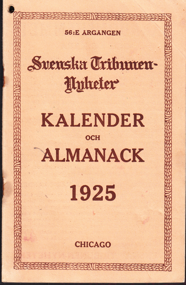 Tribunen-nyheters kalender och almanack för året 1925.