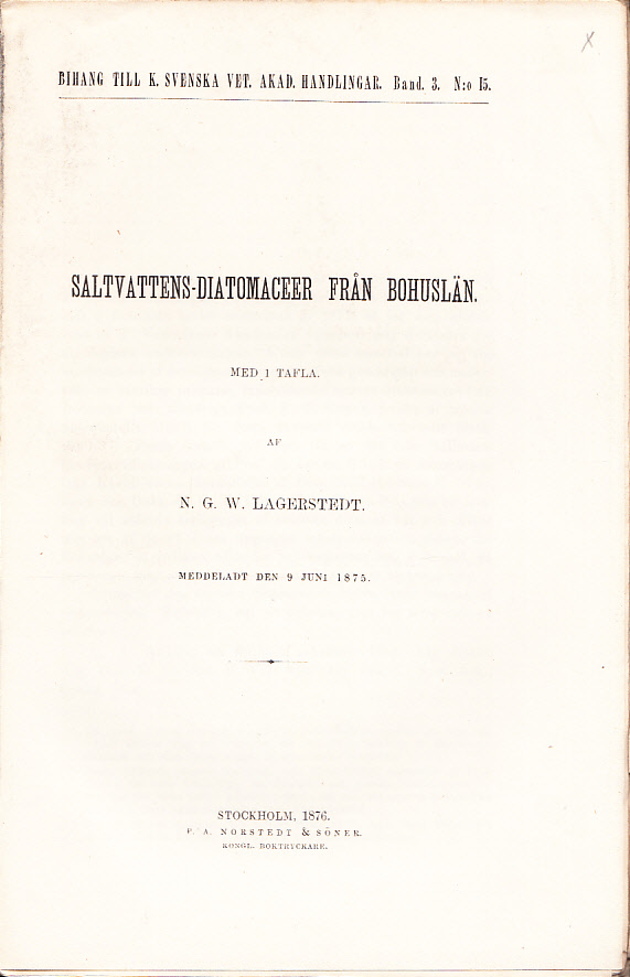 Saltvattens-diatomaceer från Bohuslän. Med 1 tafla. Af N. G. W. Lagerstedt.. Meddeladt den 9 juni 1875.