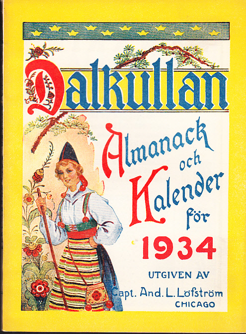 Dalkullan. Almanack och kalender för 1934. Med illustrerade skämtsamma uppsatser på vers och prosa, m.m. Trettiosjätte årgången.