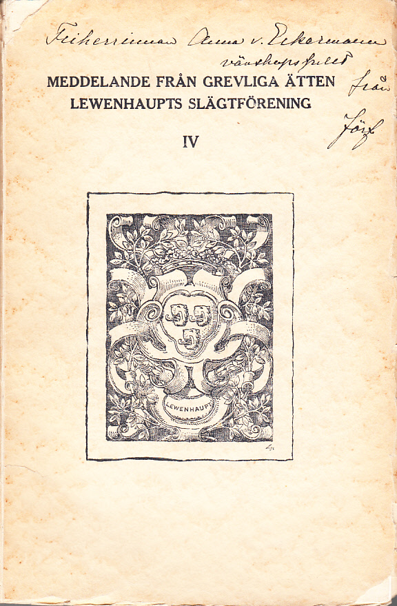 Carl Gustaf Lewenhaupt 1662-1703. Biografiska anteckningar. [Utg. av] Wahlström & Widstrand.
