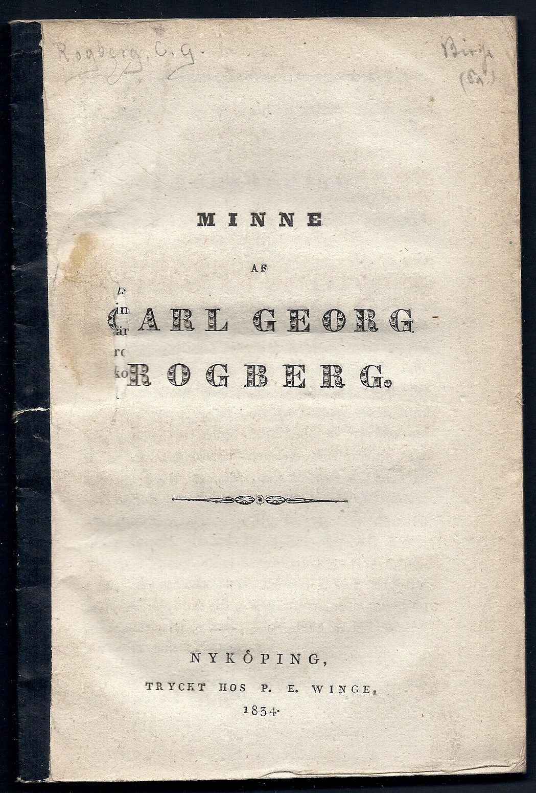 Minne af Carl Georg Rogberg.