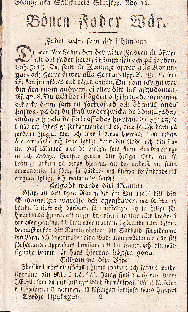 Bönen Fader wår [= rubrik].