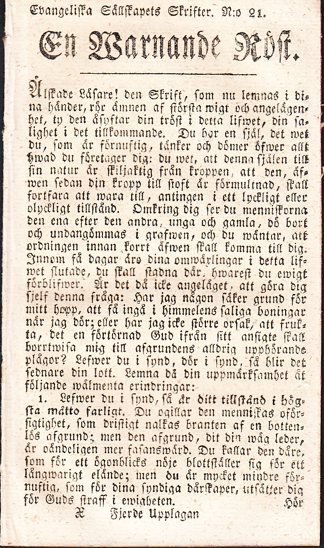 En warnande röst [= rubrik].