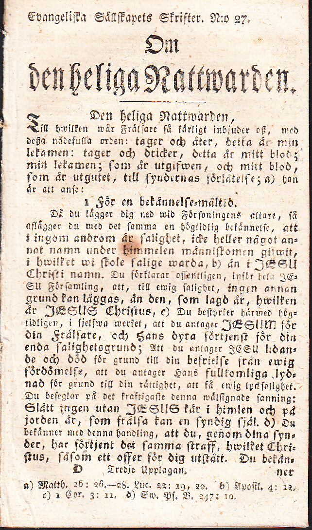 Om den heliga nattwarden [= rubrik].