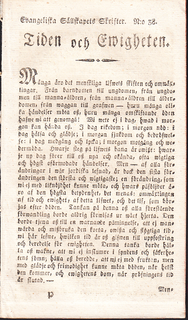 Tiden och ewigheten [= rubrik].