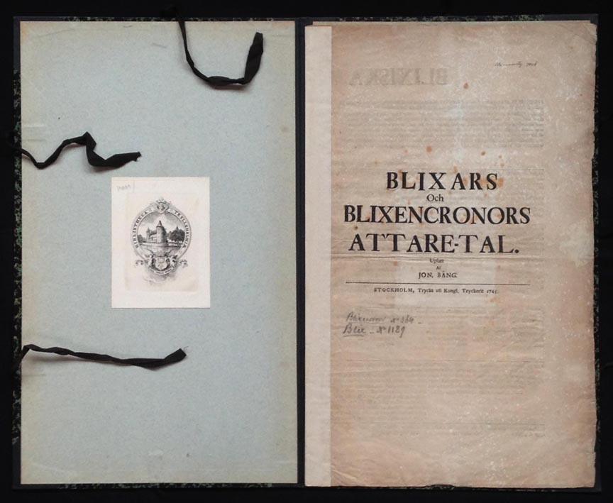 Blixars och Blixencronors ättare-tal. Upsatt af Jon. Bång.