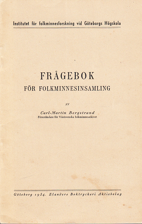 Frågebok för folkminnessamling.