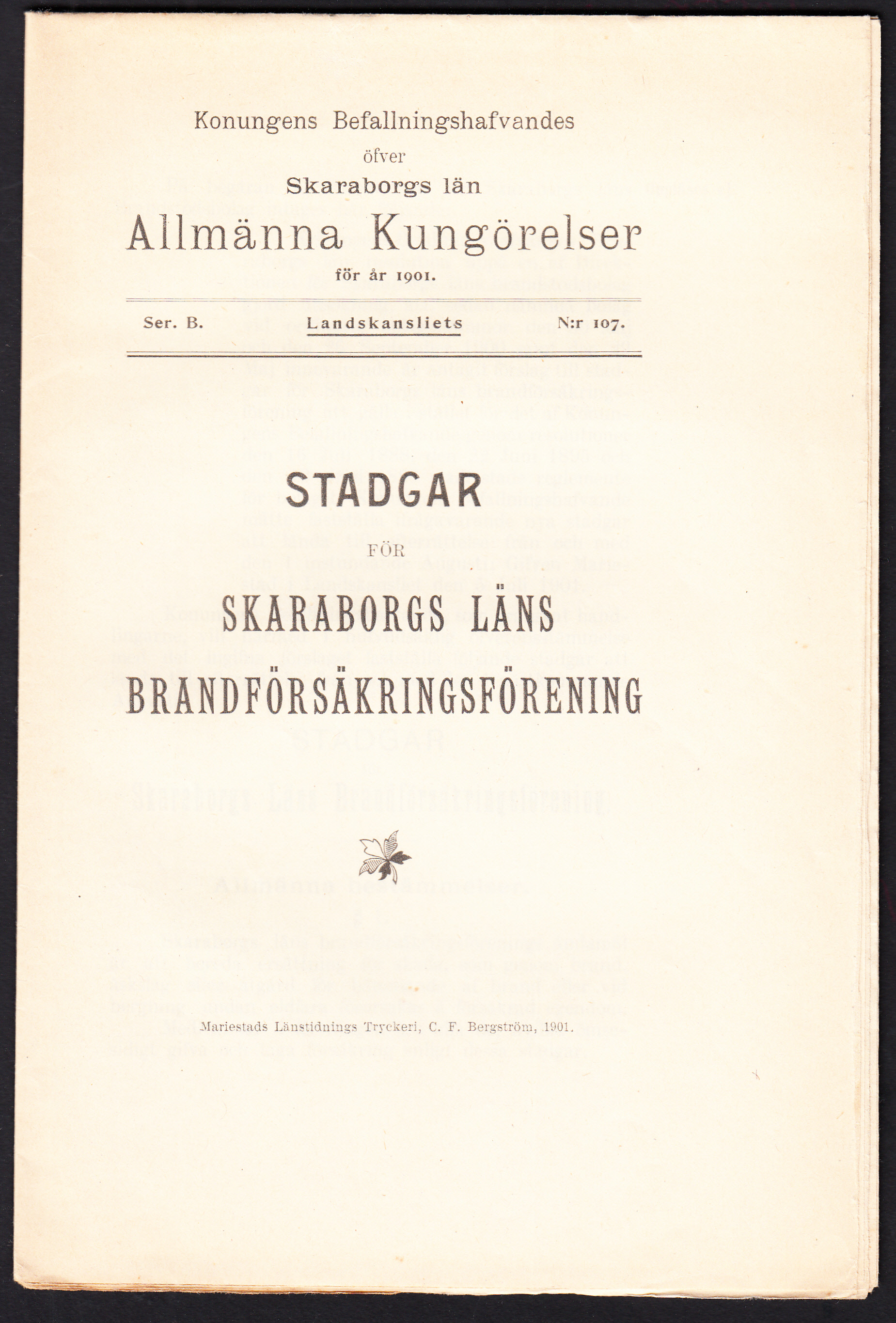 Stadgar för Skaraborgs läns brandförsäkringsförening.