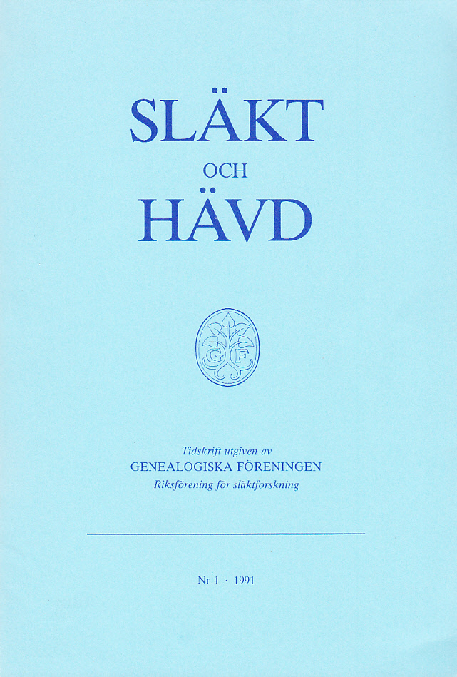 Släkt och Hävd 1991:1-4.