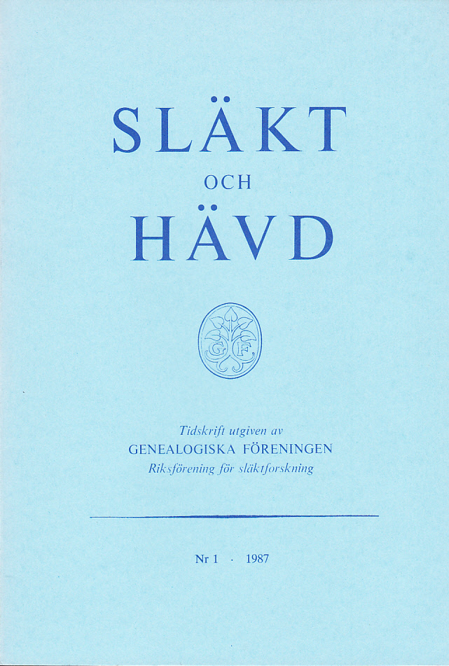 Släkt och Hävd 1987:1-4.