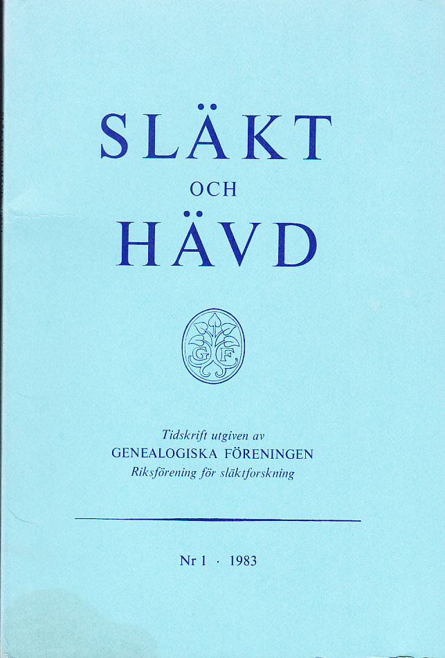 Släkt och Hävd 1983:1-4.