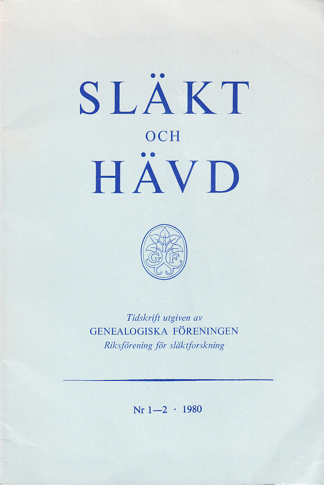 Släkt och Hävd 1980:1-3.