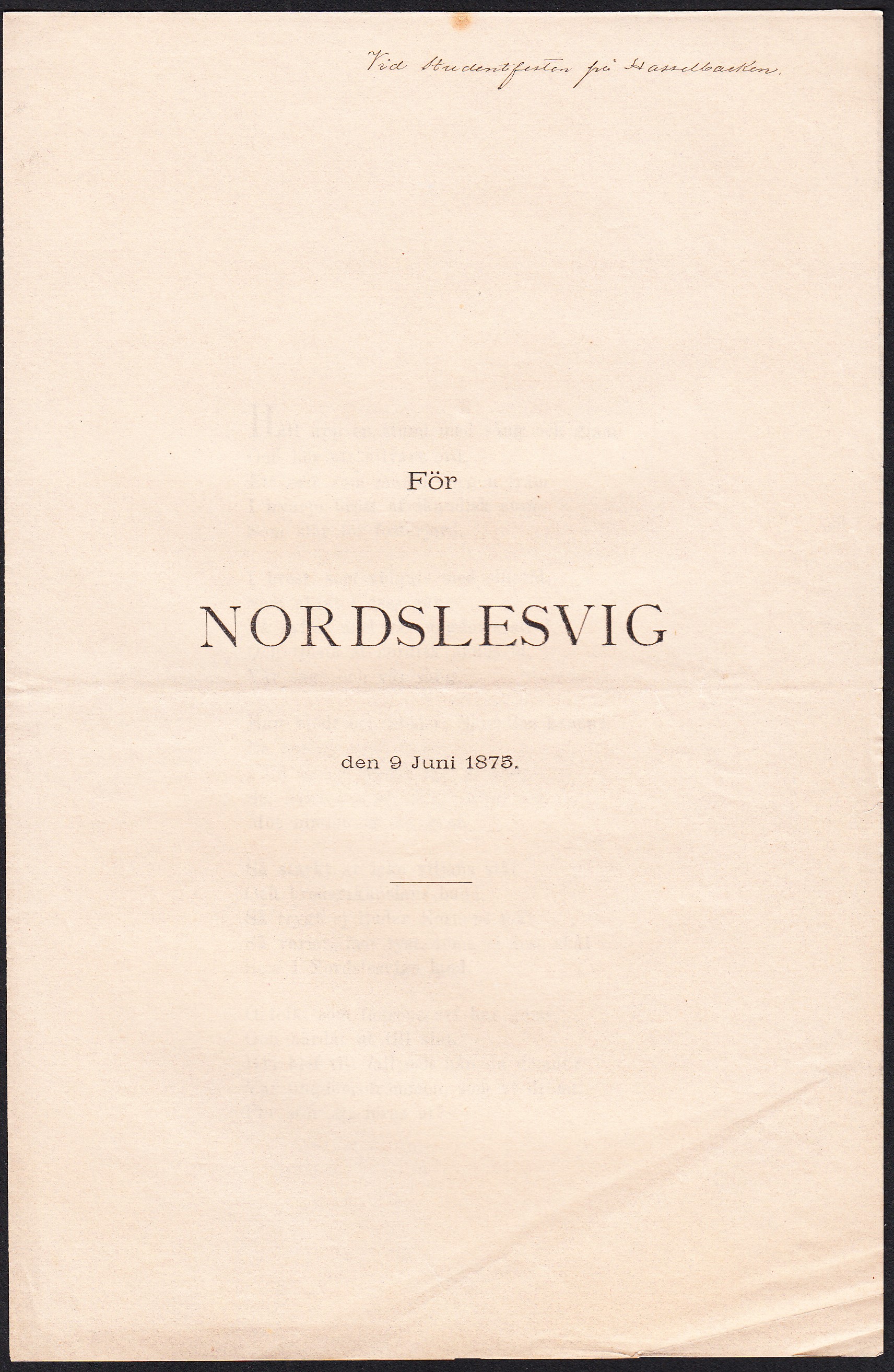För Nordslesvig den 9 juni 1875.