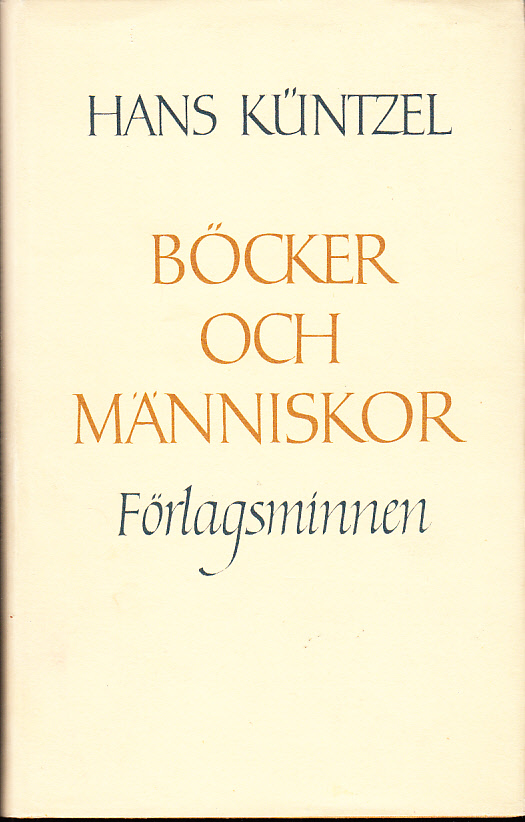 Böcker och människor. Förlagsminnen. [Utg. av] Gebers.