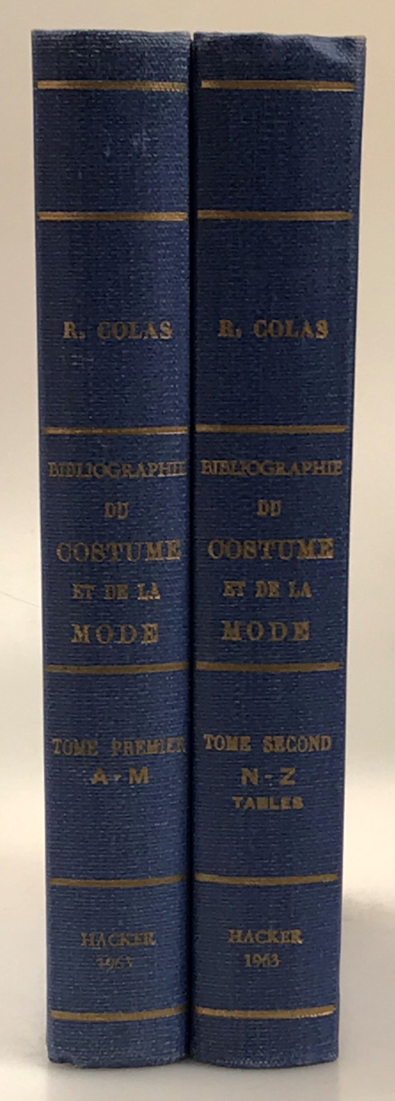 Bibliographie générale du costume et de la mode. ... Tome premier. A-M. [... Tome second. N-Z. Tables].