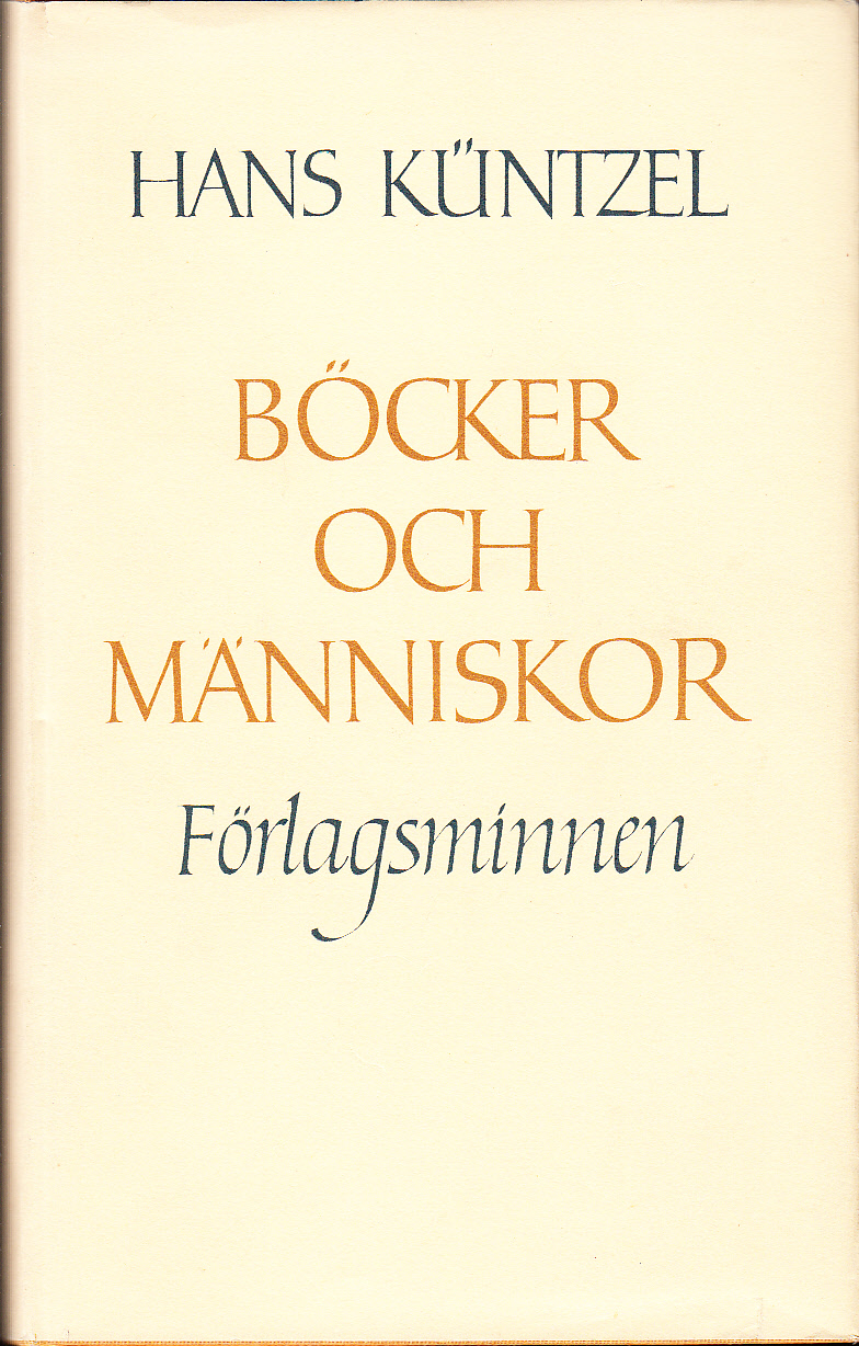 Böcker och människor. Förlagsminnen. [Utg. av] Gebers.