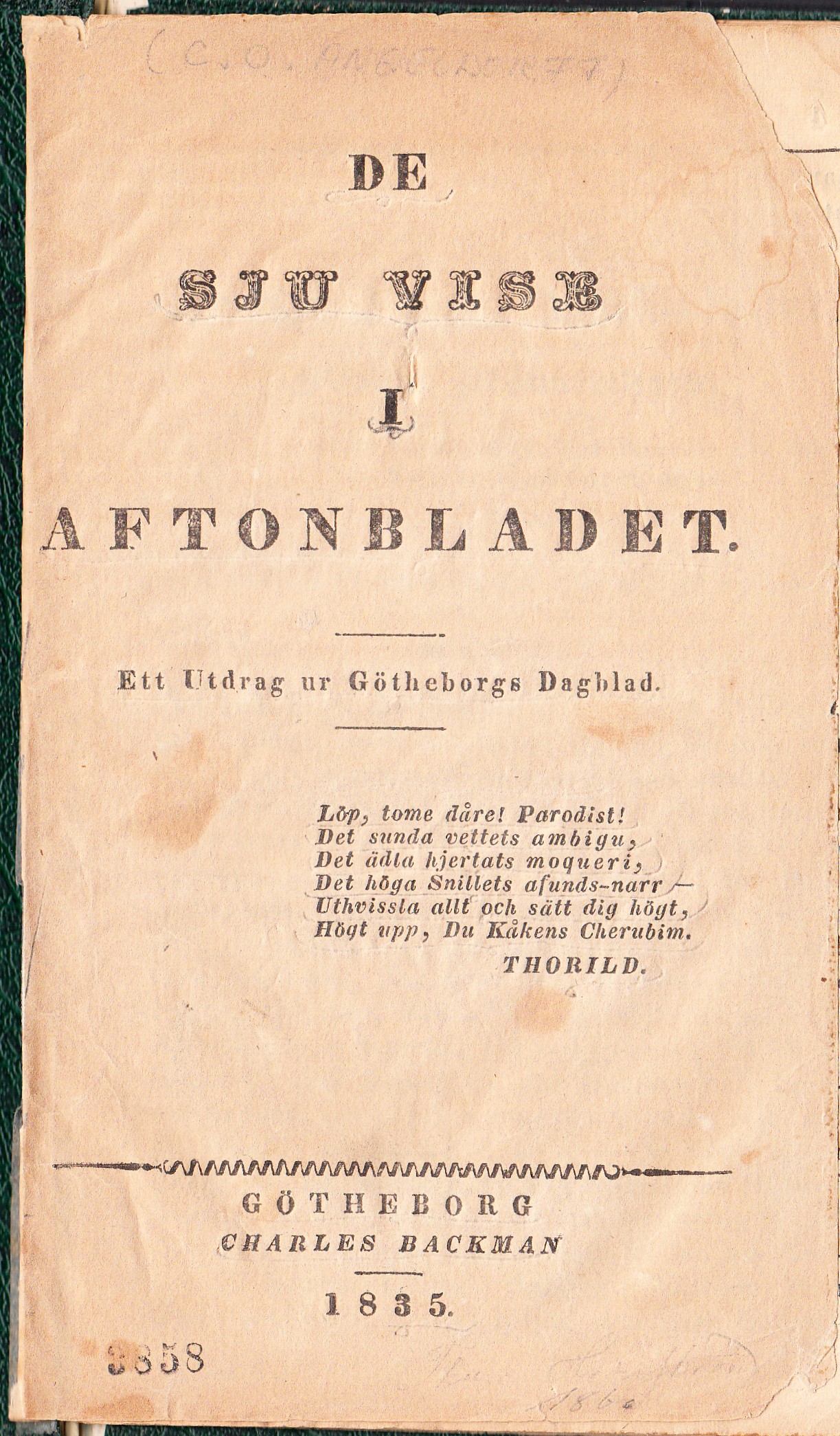 De sju vise i Aftonbladet. Ett utdrag ur Götheborgs Dagblad.