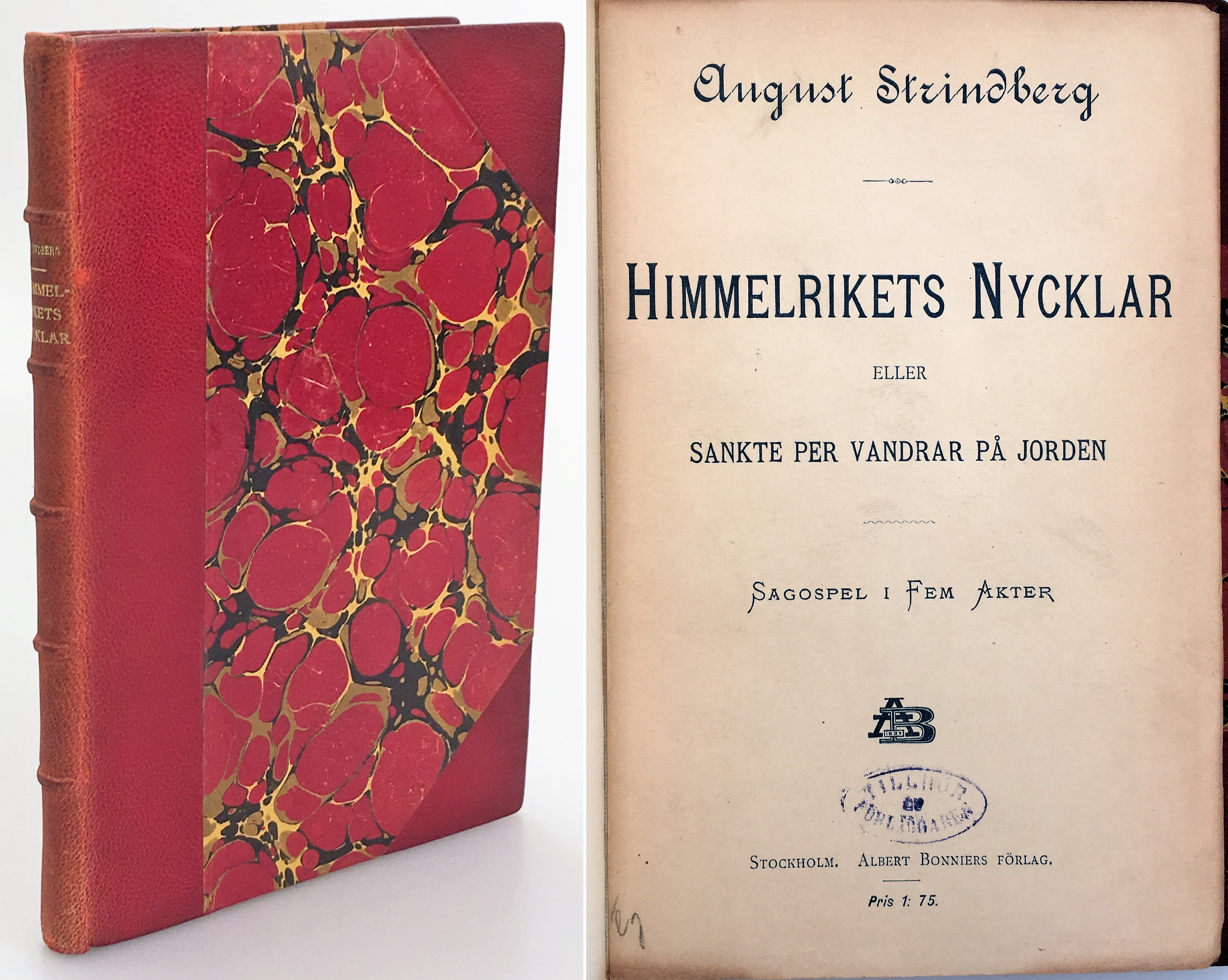 Himmelrikets nycklar eller sankte Per vandrar på jorden. Sagospel i fem akter. [Utg. av] Albert Bonniers förlag.