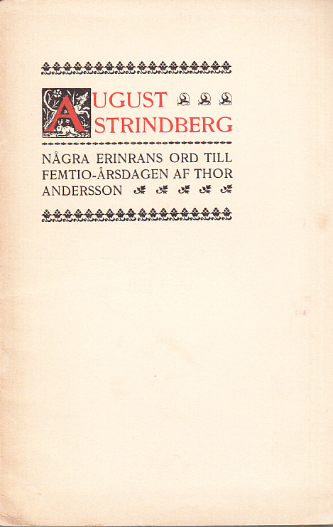 August Strindberg. Några erinrans ord till femtio-årsdagen af Thor Andersson. [Den 22 januari 1899].