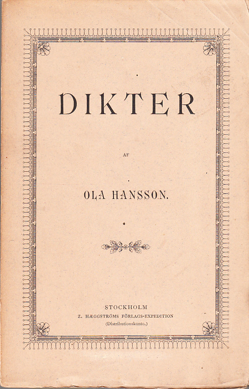 Dikter. [Utg. av] Z. Hæggströms förlags-expedition.
