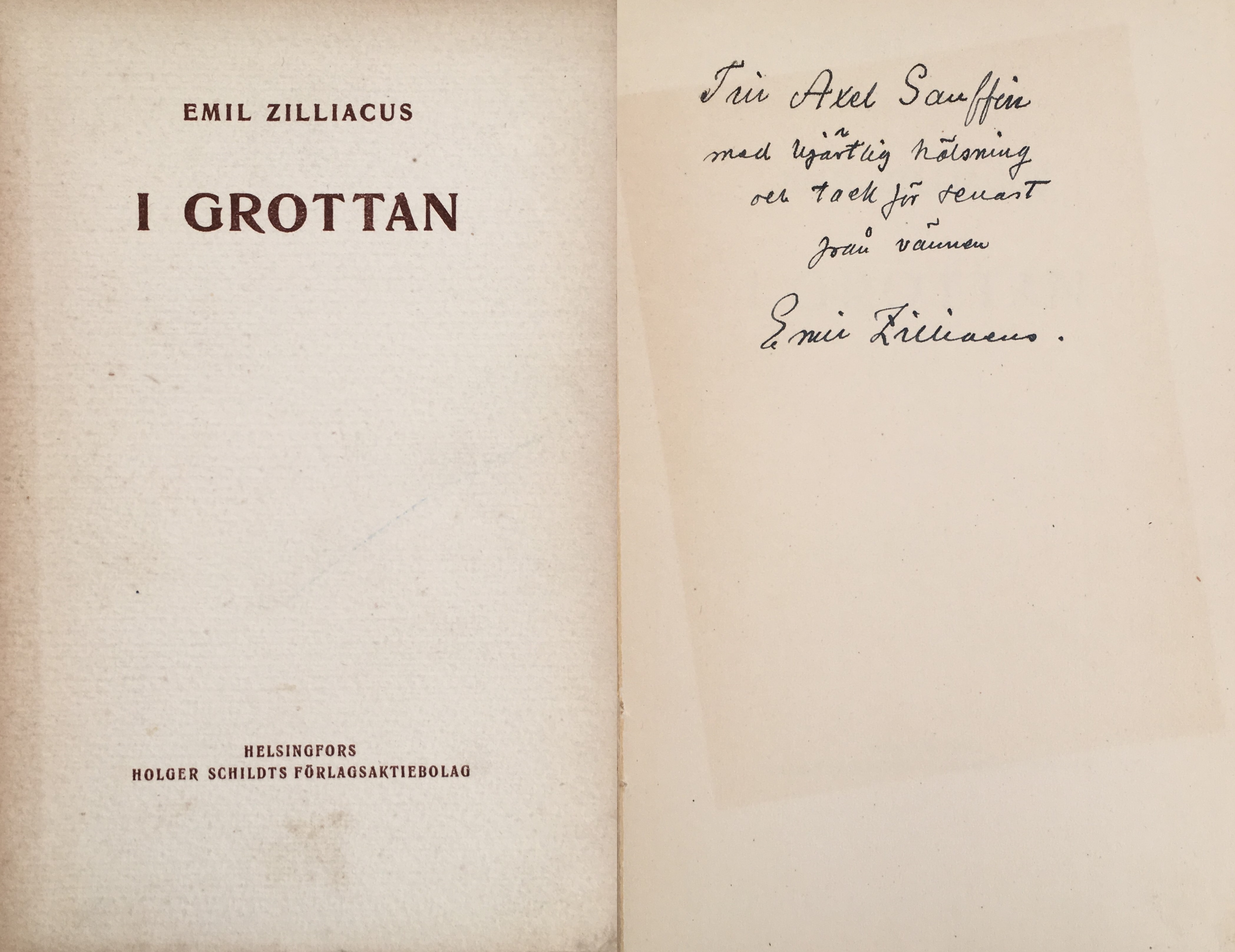 I grottan. [Utg. av] Holger Schildts Förlagsaktiebolag.