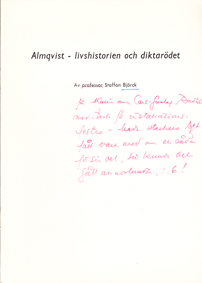 Almqvist - livshistorien och diktarödet [= rubrik].