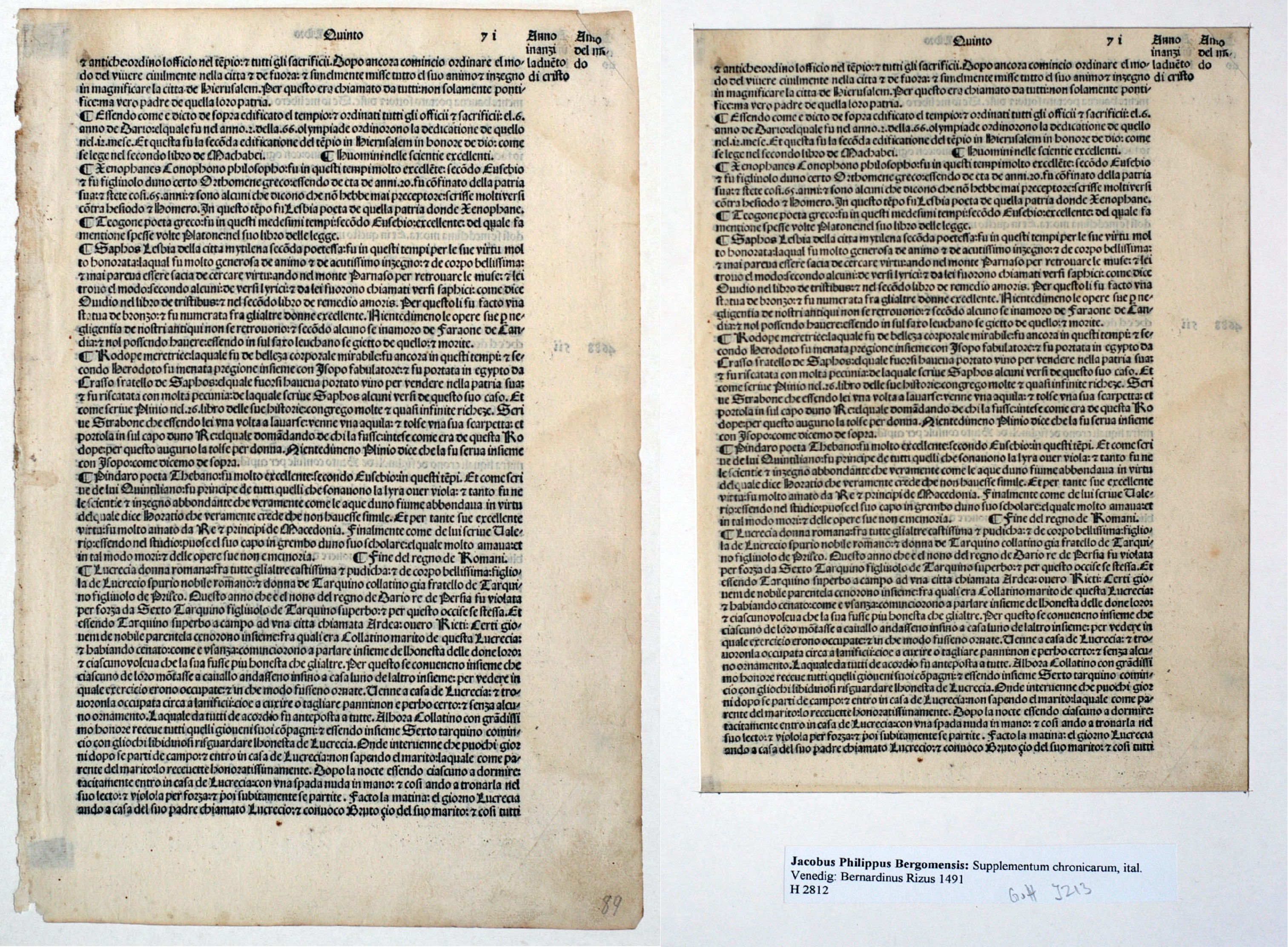 Supplementum chronicarum [Italian] Cronicha de tuto el monde vulgare. Tr: C. Franciscus.