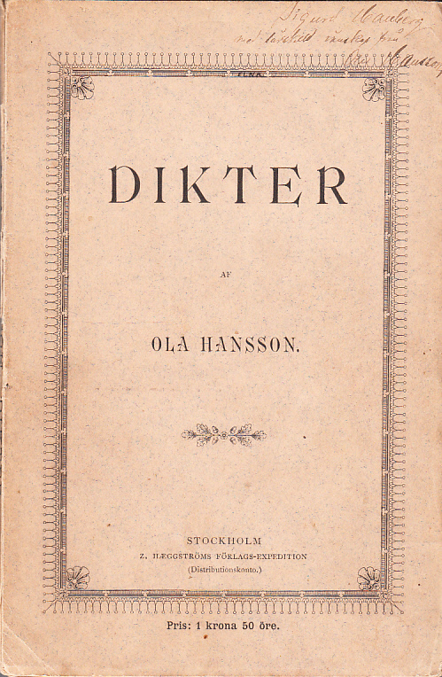 Dikter. [Utg. av] Z. Hæggströms förlags-expedition.