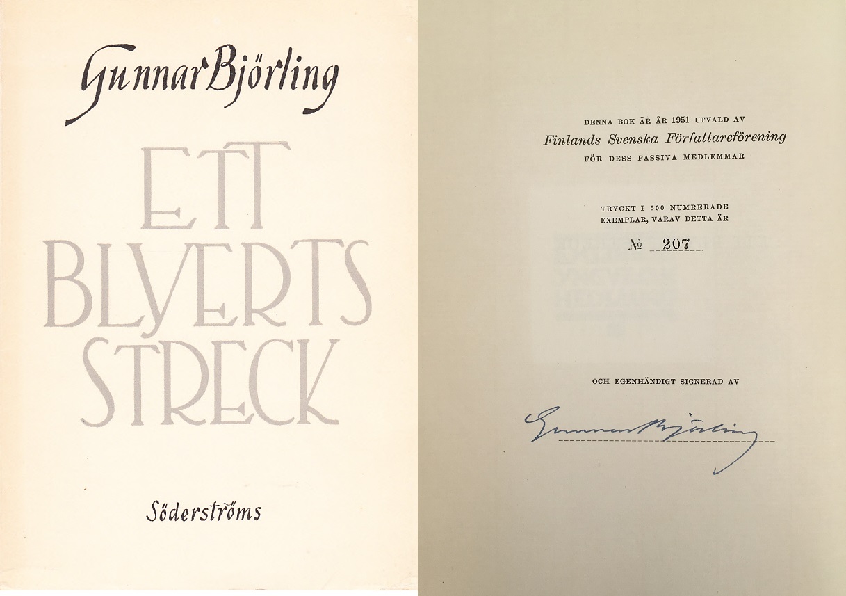 Ett blyertsstreck. [Utg. av] Söderström & C:o förlagsaktiebolag.